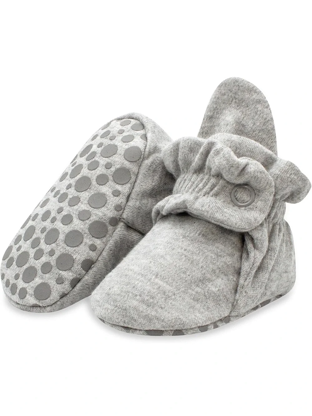 Zutano Organic Cotton Baby Booties Bundle (2 Pairs) 12 Months – Khaki & Gray